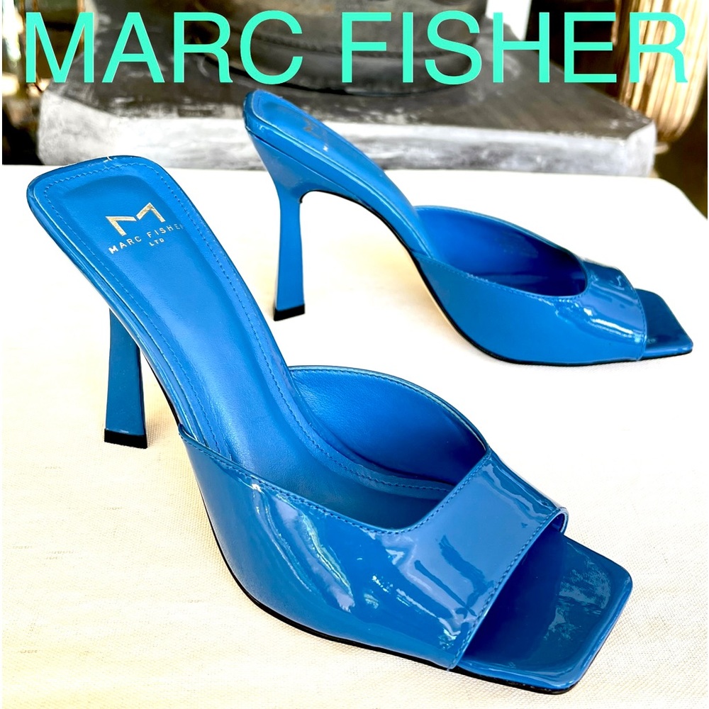 MARC FISHER BABER HEELED SLIDE SANDAL size 9 blue